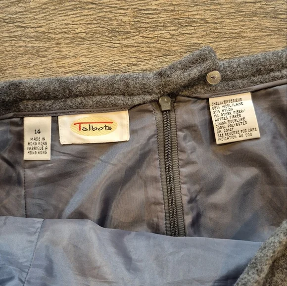 Talbots Vintage Wool Blend Fringe Skirt Fair Isle Nordic Gray Midi Size 14 - Picture 3 of 6
